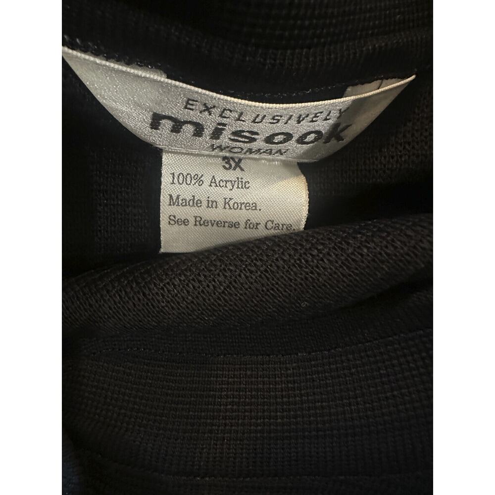 Exclusively Misook Long Ribbed Cardigan Black Duster Pockets Button Plus Size 3X - Picture 8 of 16